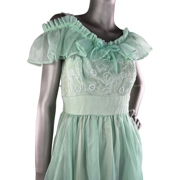 Vintage 1970s Nadine Formals Deadstock Chiffon Maxi Dress Size 9 - Picture 2 of 10